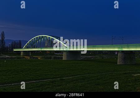 The railway bridge over the Sava River in Zagreb Stock Photo