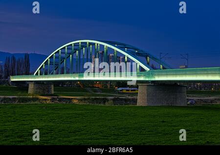 The railway bridge over the Sava River in Zagreb Stock Photo