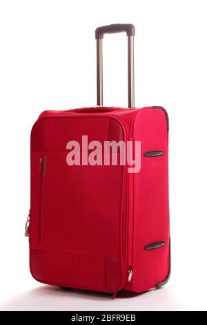 red travel bag isolated on white Stock Photo