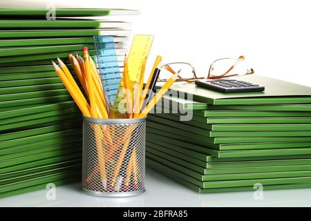 Green folders isolated on white Stock Photo
