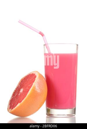 Grapefruit juice and fresh grapefruit isolated on white Stock Photo