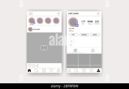 A social network similar to inst. An example of a mobile application. Stock Vector
