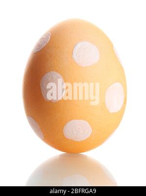 Yellow Easter Egg  with white point isolated on white Stock Photo