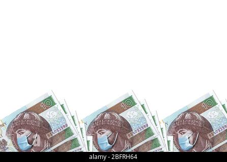 Polish 10 zlotych  close up, printed during Coronavirus pandemic. National Bank of Poland prints huge amount of money to save Polish economy Stock Photo