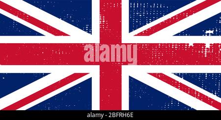 Flag of United Kingdom, vector distressed. Vector united kingdom flag on grunge background Stock Vector