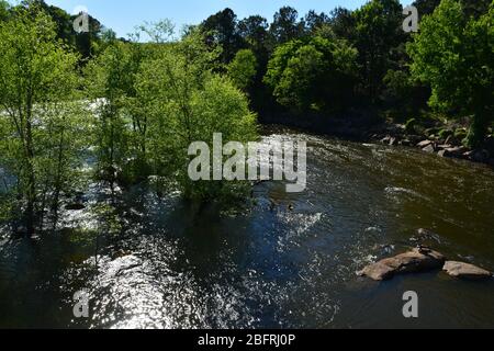 The Neuse River below the Falls Lake Dam in Raleigh North Carolina. Stock Photo