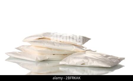 Cocaine in packet isolated on white Stock Photo