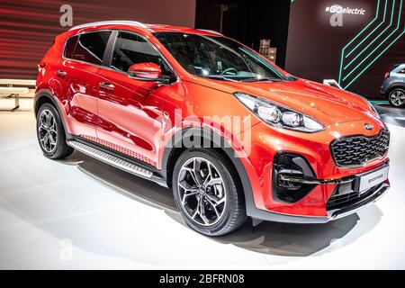 Brussels, Belgium, Jan 2020 Kia Sportage at Brussels Motor Show, Fourth generation, QL, compact SUV built by Kia Motor Corporation Stock Photo