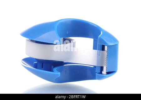 scotch tape in blue holder isolated on white Stock Photo