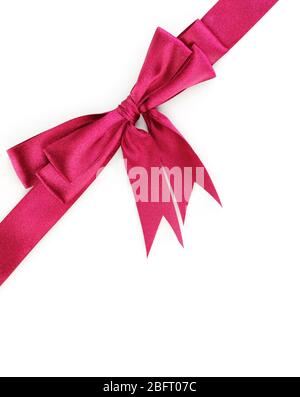 Corner with small red silk ribbon bow isolated on white Stock Photo - Alamy