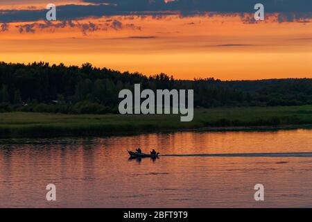 Sunset on Lake Ladoga, near St Petersburg, Russia Stock Photo