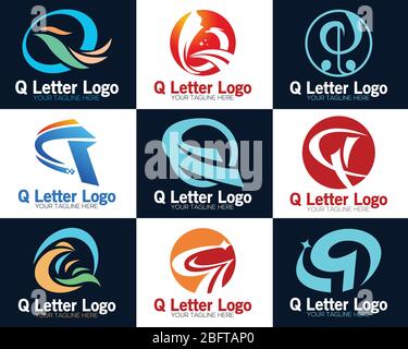 Stylish Q letter technology network logo. Digital logo icon. Letter Q vector element. Stock Vector