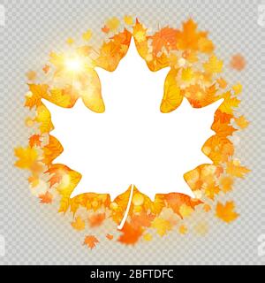 Maple leaves white frame with copy space. EPS 10 Stock Vector