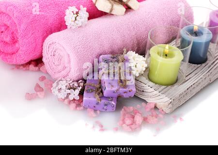 beautiful spa setting isolated on white Stock Photo