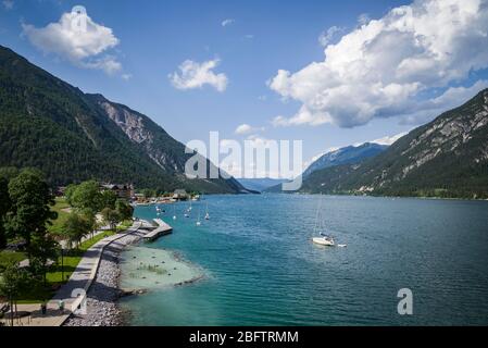 View over the Lake Achensee, Pertisau, Tyrol, Austria Stock Photo