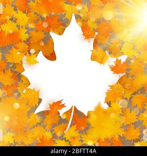 Maple leaves white frame with copy space. EPS 10 Stock Vector