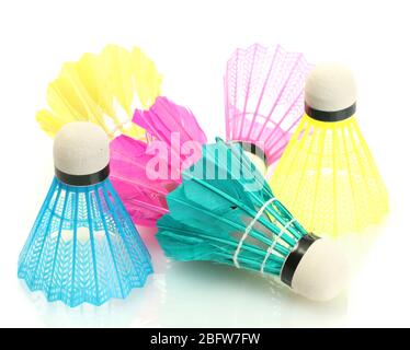 bright shuttlecocks isolated on white Stock Photo