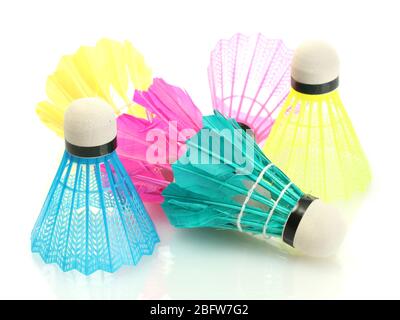bright shuttlecocks isolated on white Stock Photo