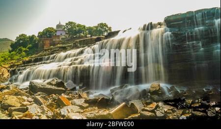 Beauti waterfall in river flowing a smooth water Stock Photo