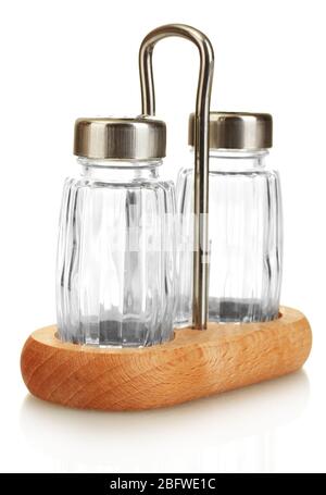 empty salt and pepper mills isolated on white Stock Photo