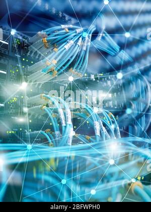 Universal computer vertical Format background. Abstract structure on modern server room background. Stock Photo