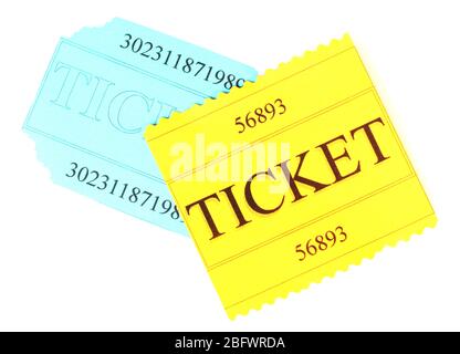 Colorful tickets isolated on white Stock Photo