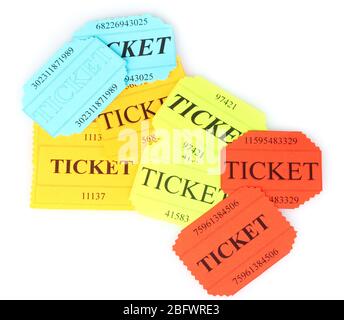 Colorful tickets isolated on white Stock Photo