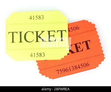 Colorful tickets isolated on white Stock Photo