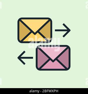 Instant messaging. Concept illustration, flat design linear style banner. Usage for e-mail newsletters, headers, blog posts, print and more. Vector Stock Vector