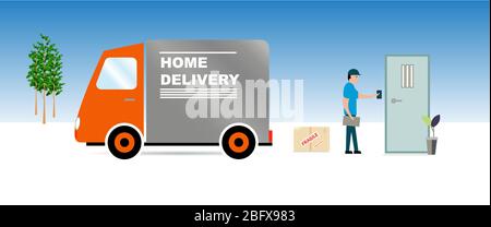 Home delivery vector illustration of Internet shopping Stock Vector