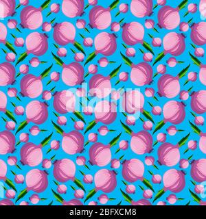Red onions pattern, illustration, vector on white background Stock Vector