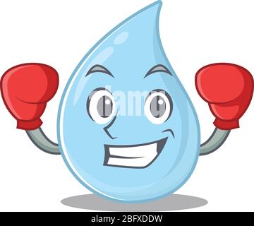 A sporty boxing athlete mascot design of raindrop with red boxing gloves Stock Vector