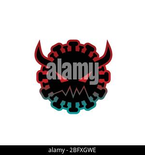 Horned Devil Virus Character, Icon And Symbol for Corona Virus, Design for Sticker and Logo, On White Background. Stock Vector