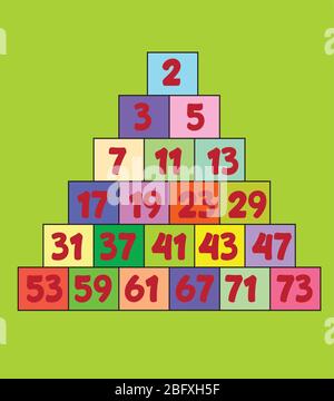 prime numbers between 1 and 100. Stock Vector