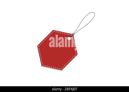 Red Price Tag. Vector illustration. Realistic discount tag, isolated. Stock Vector