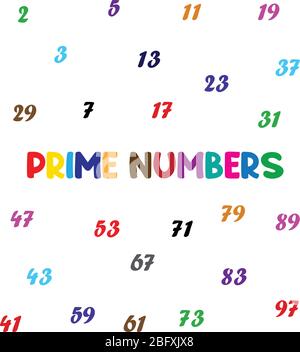prime numbers between 1 and 100. Stock Vector
