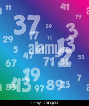 prime numbers between 1 and 100. Stock Vector