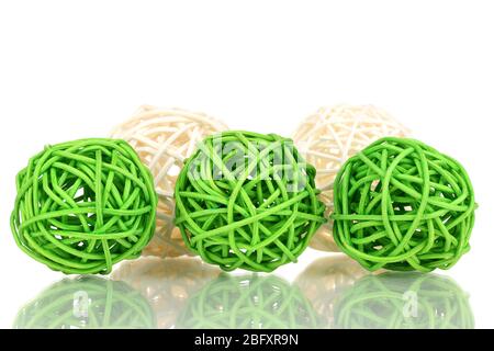 wicker bamboo balls isolated on white Stock Photo