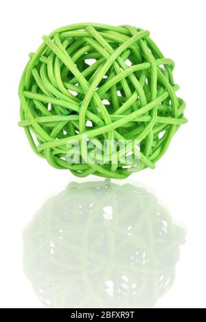 wicker bamboo ball isolated on white Stock Photo
