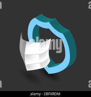 Illustration with the mask and shield on the black Stock Vector