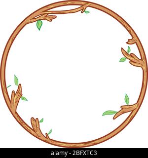 circular wooden frame isolate on white background Stock Vector