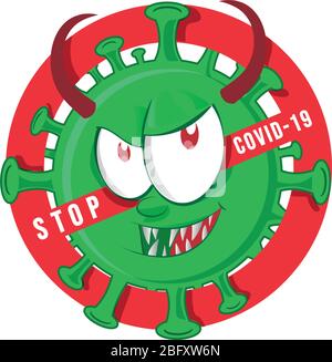 stop evil coronavirus character cartoon over  Signal not allowed Stock Vector