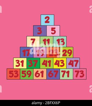 prime numbers between 1 and 100. Stock Vector