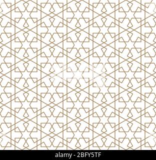 Seamless geometric ornament based on traditional arabic art.Brown color lines.Great design for fabric,textile,cover,wrapping paper,background.Average Stock Vector