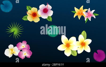 different types of flower collection on abstract background Stock Vector