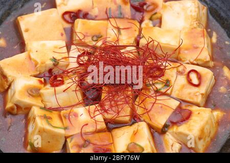 Close up of Chinese cuisine mapo doufu in a dish Stock Photo