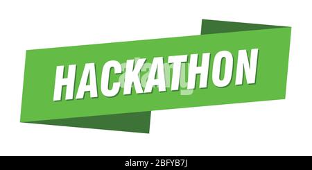 hackathon banner template. hackathon ribbon label sign Stock Vector