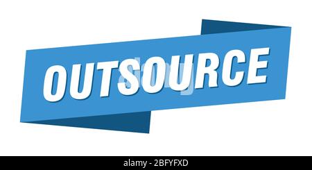 outsource banner template. outsource ribbon label sign Stock Vector