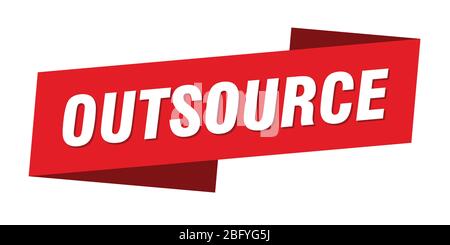 outsource banner template. outsource ribbon label sign Stock Vector