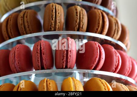 assorted macaroon tower Stock Photo